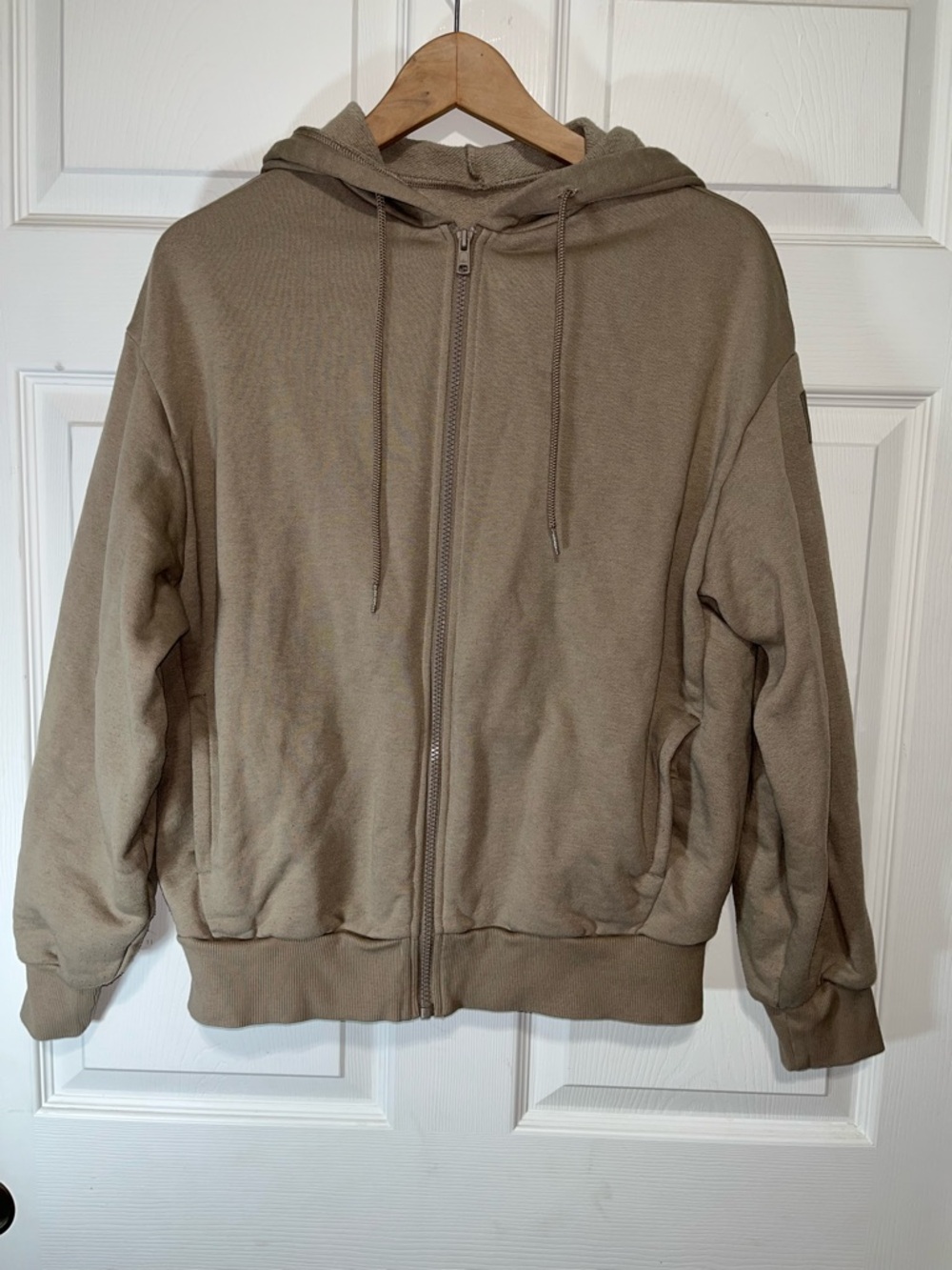 ALO Yoga Taupe Beige Full-Zip Hoodie